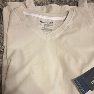 Kenneth Cole Beige V-Neck Tee